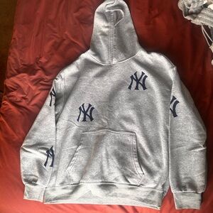 Gray Hoodie with Navy Accents